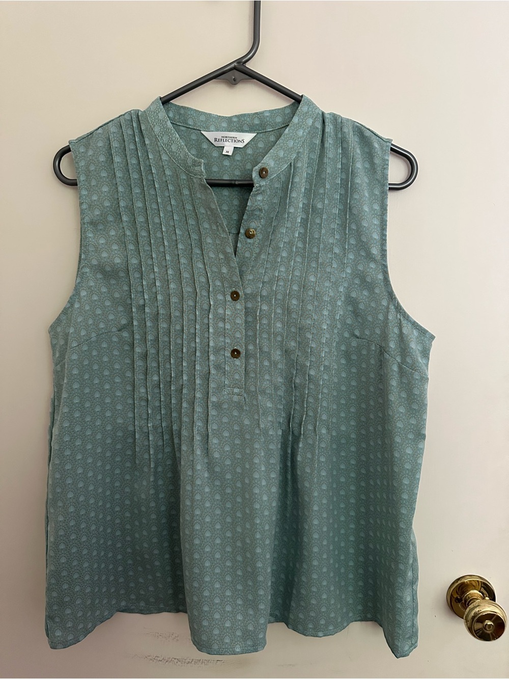 Northern Reflections Seafoam Green Pintuck Henley Tank